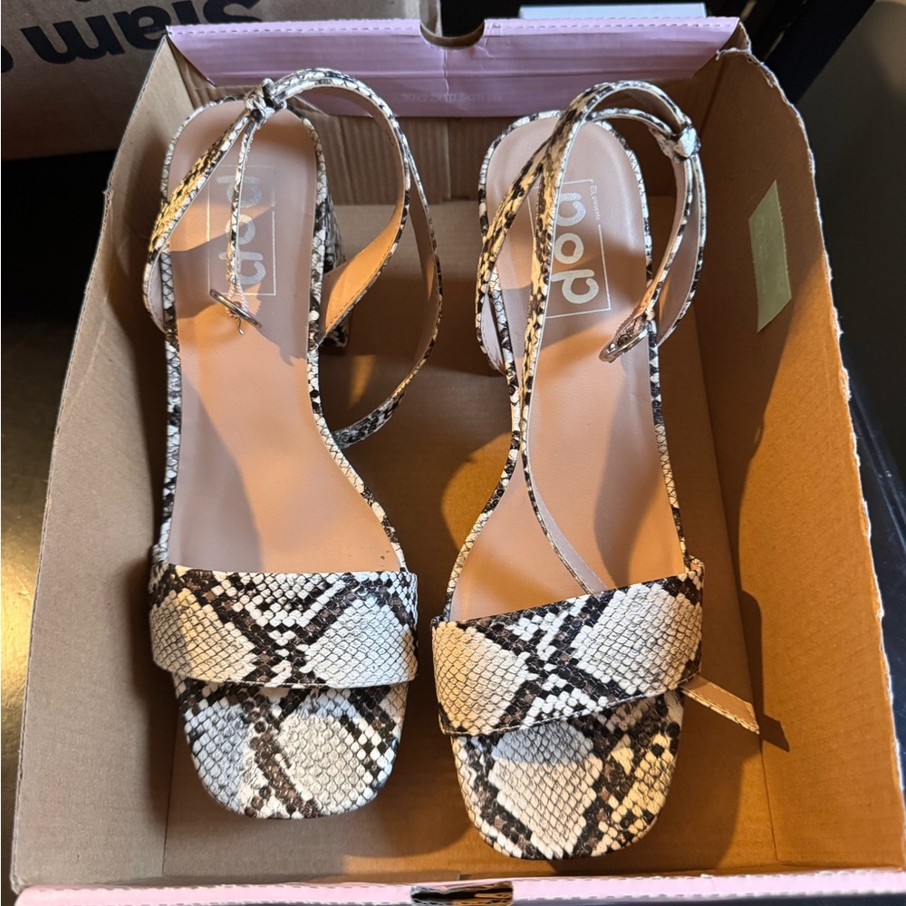 Pop Black and White Snakeskin Sandals